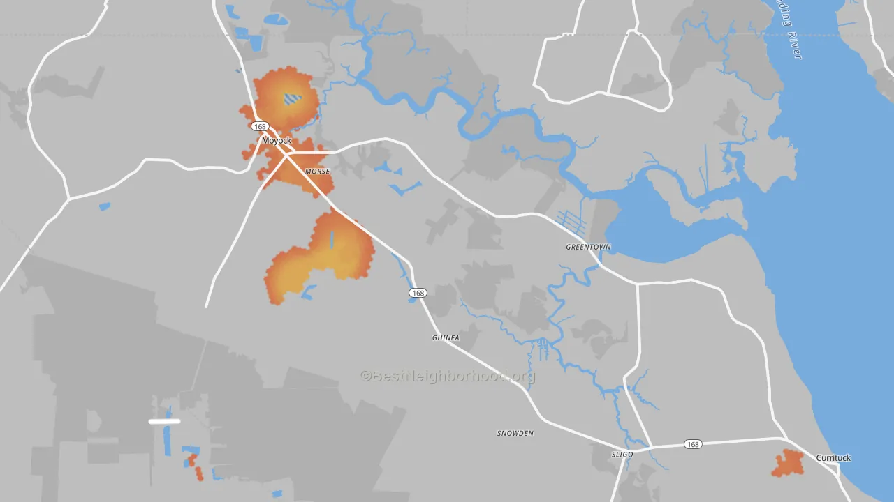 Bike Grade map of 27958, NC