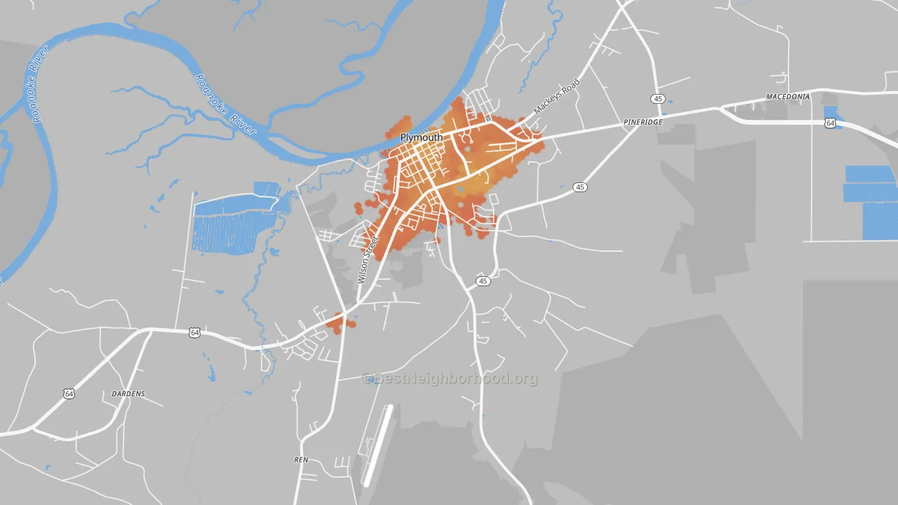 Bike Grade map of 27962, NC