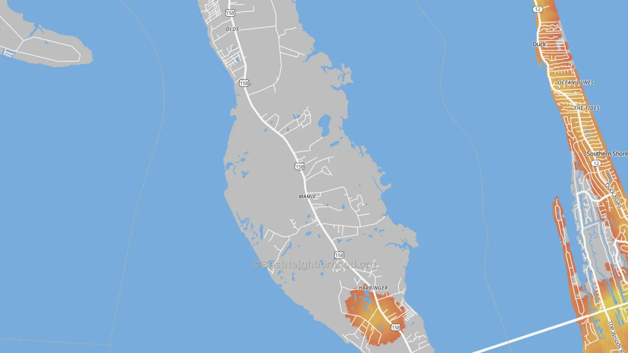 Bike Grade map of 27966, NC