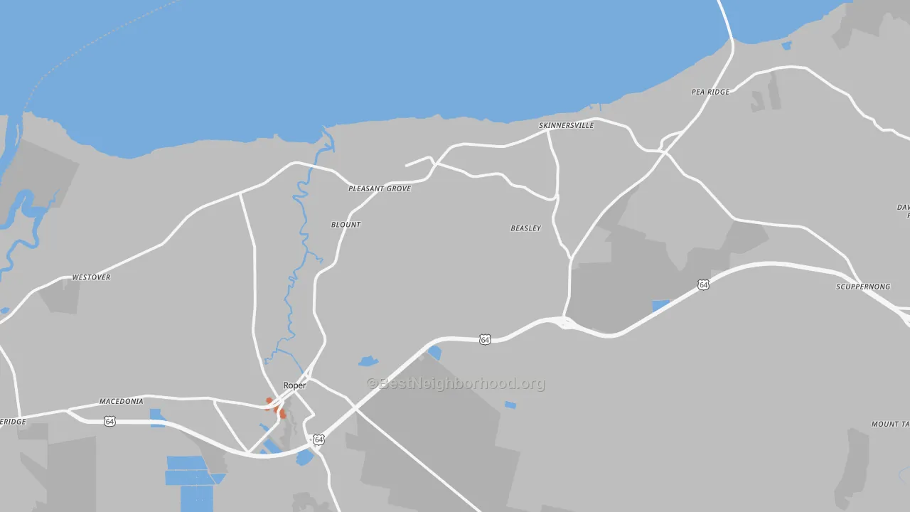Bike Grade map of 27970, NC