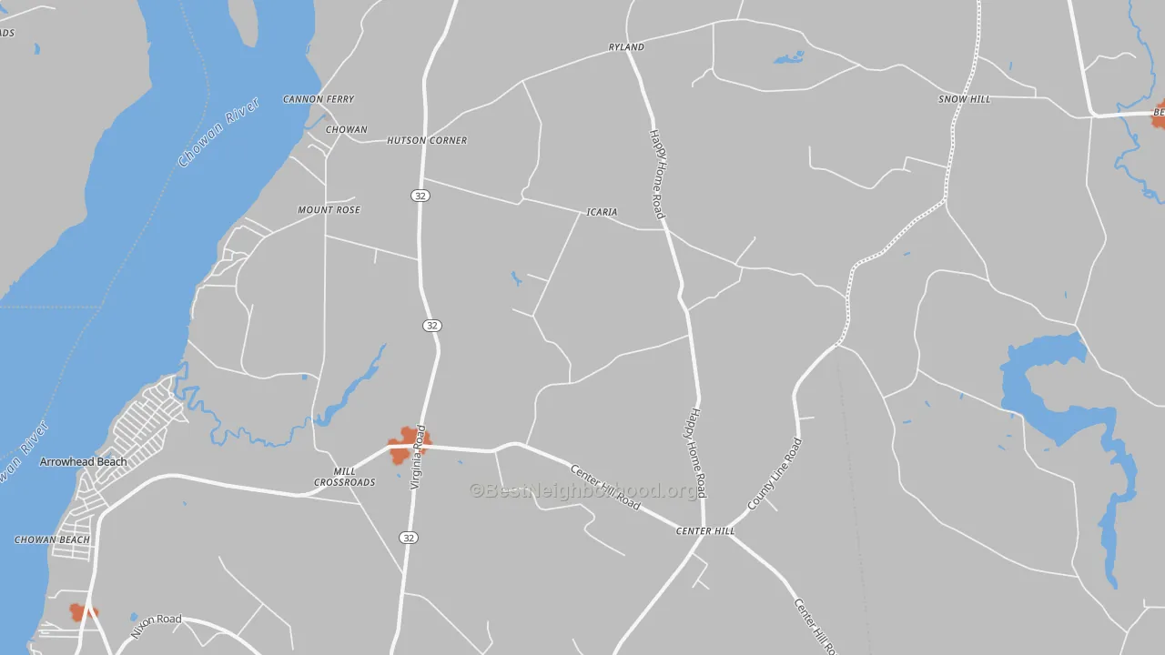 Bike Grade map of 27980, NC