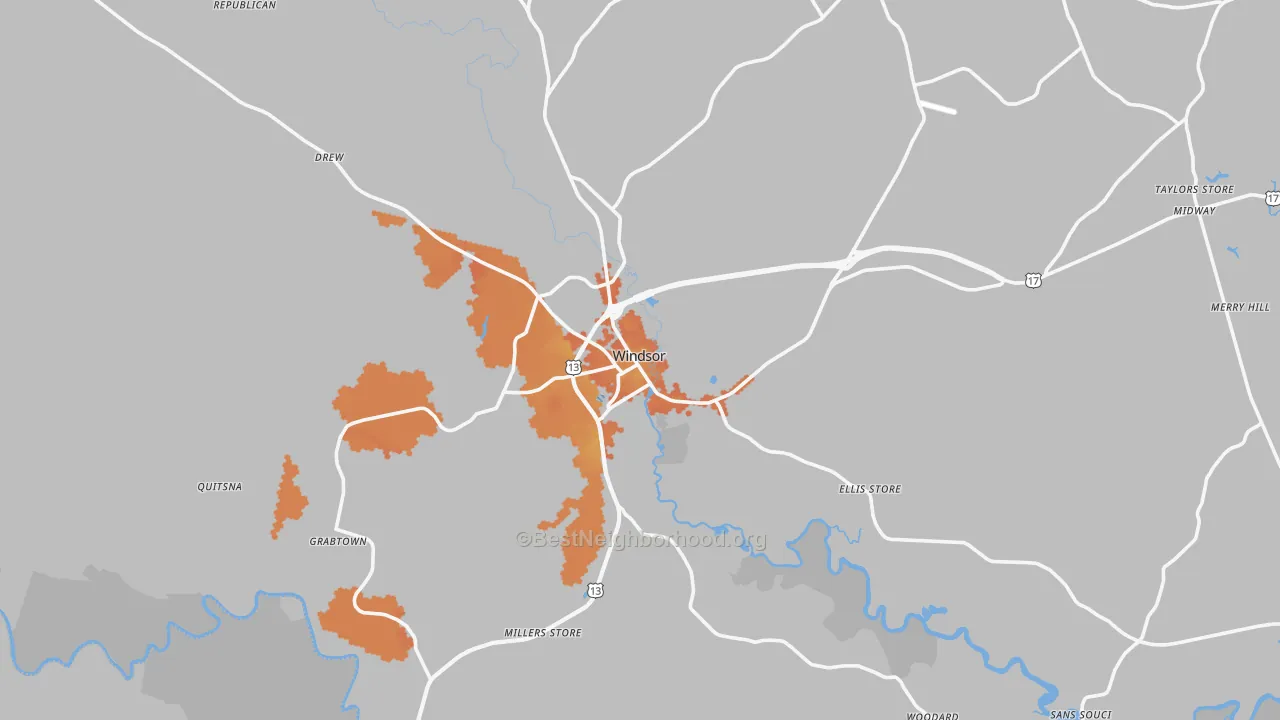 Bike Grade map of 27983, NC