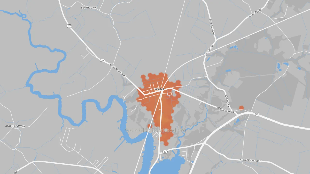 Bike Grade map of 27985, NC
