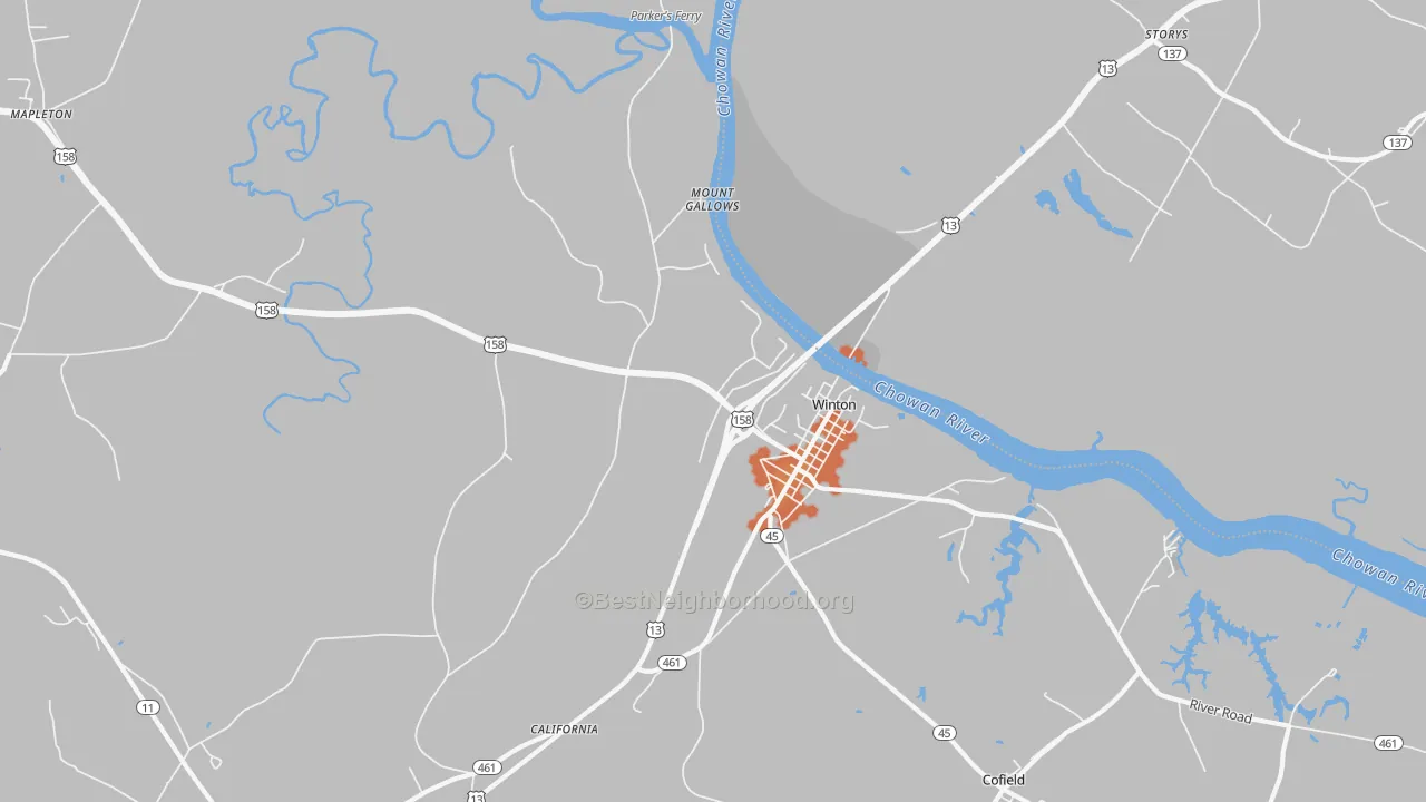 Bike Grade map of 27986, NC