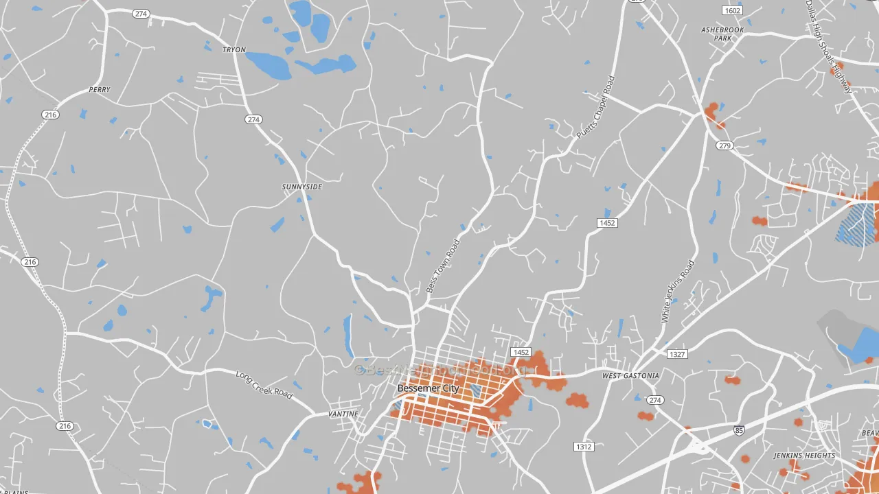 Bike Grade map of 28016, NC