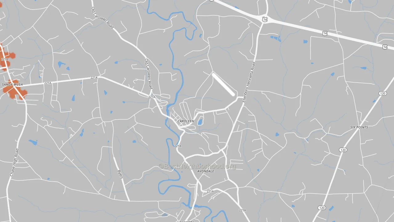 Bike Grade map of 28019, NC