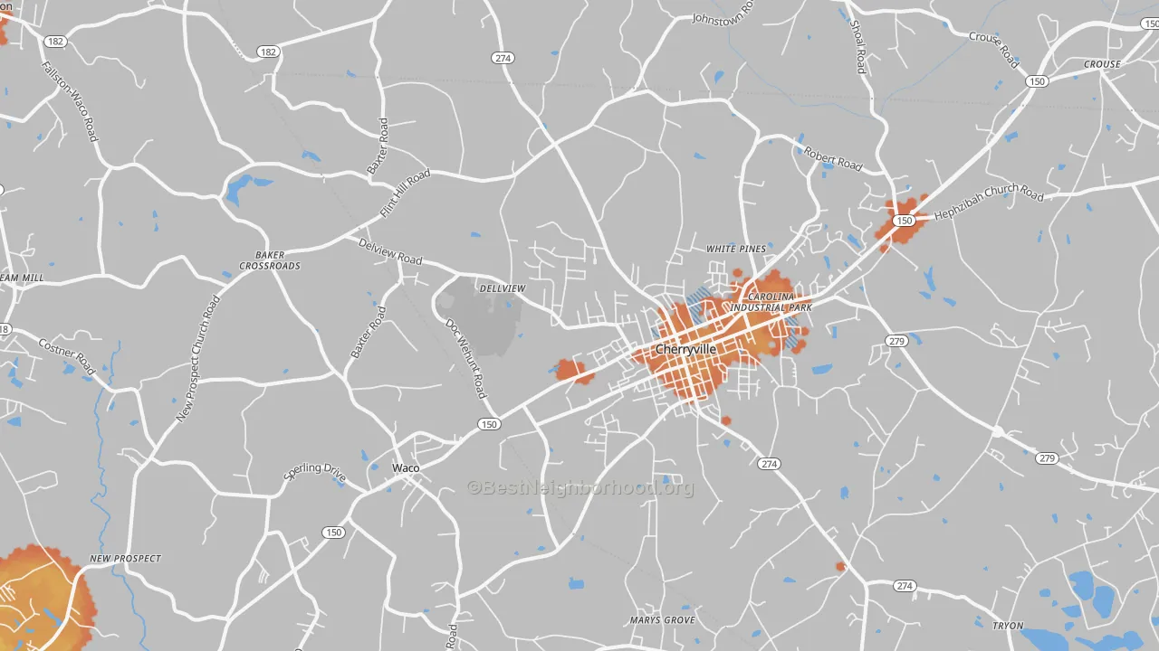Bike Grade map of 28021, NC