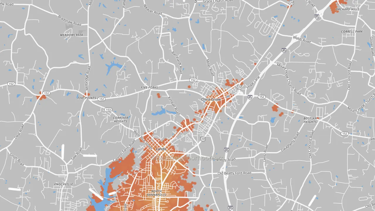 Bike Grade map of 28023, NC