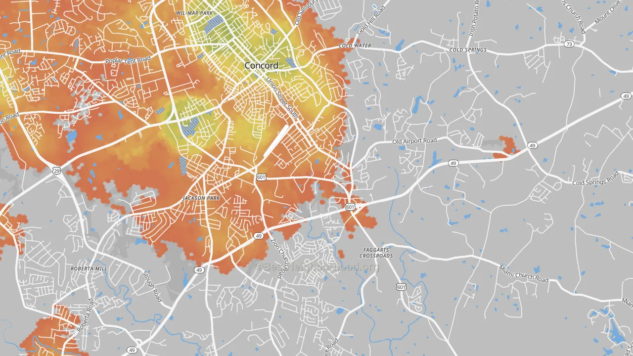 Bike Grade map of 28025, NC