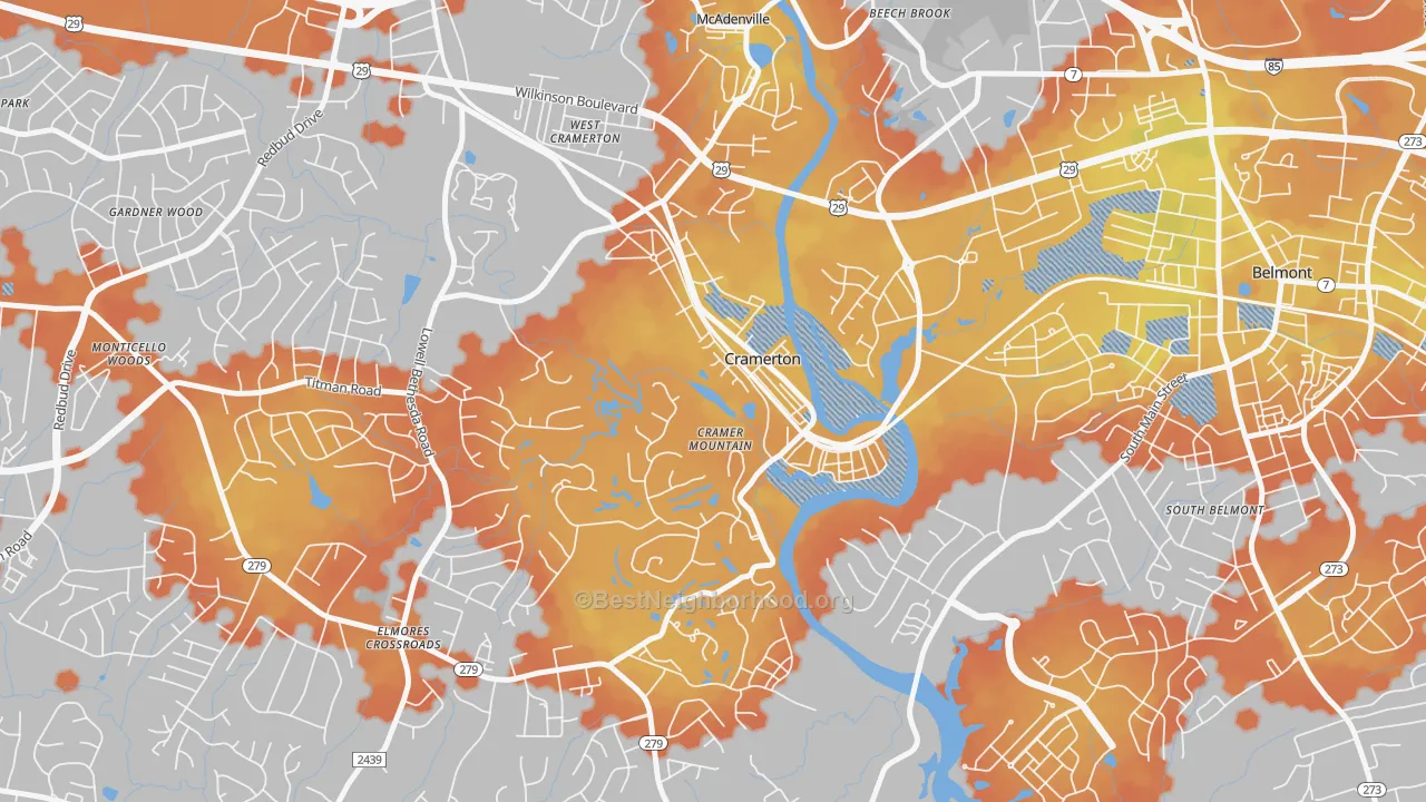 Bike Grade map of 28032, NC