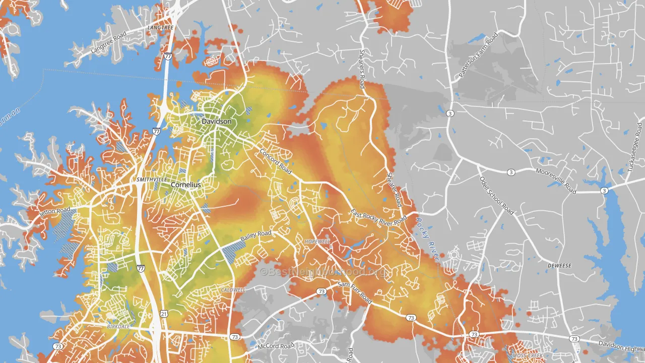 Bike Grade map of 28036, NC