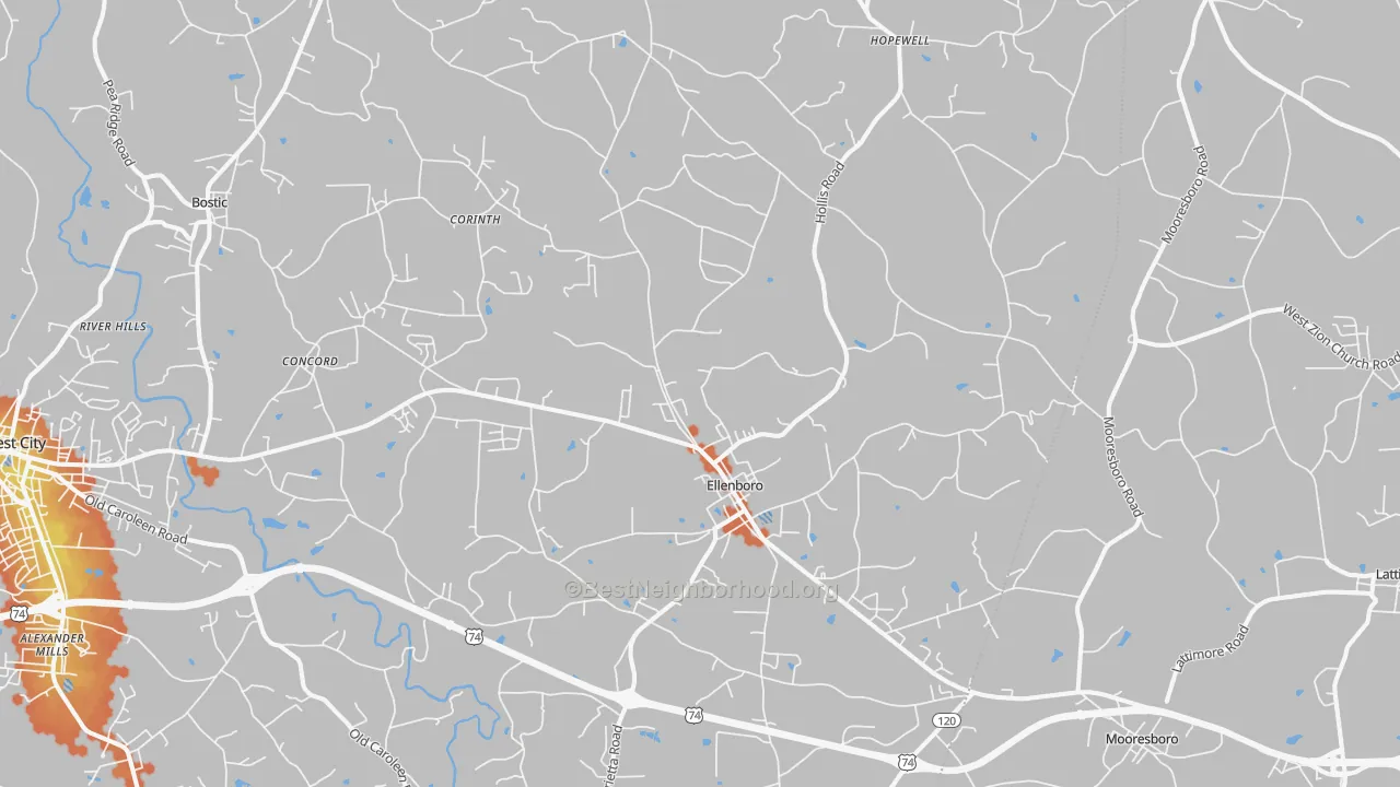 Bike Grade map of 28040, NC