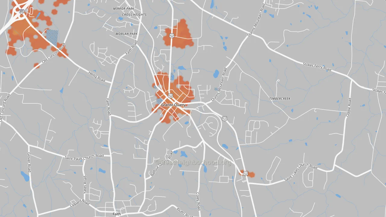 Bike Grade map of 28072, NC