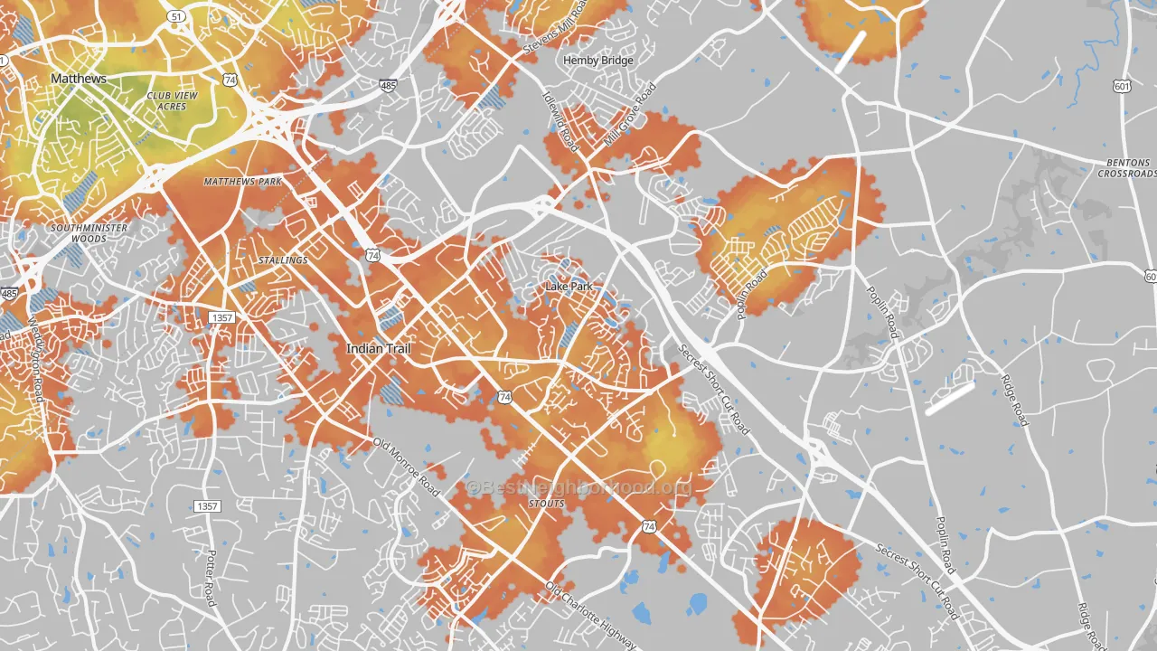 Bike Grade map of 28079, NC