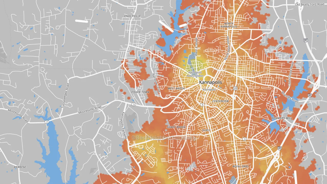 Bike Grade map of 28081, NC