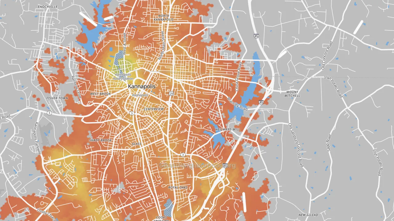 Bike Grade map of 28083, NC