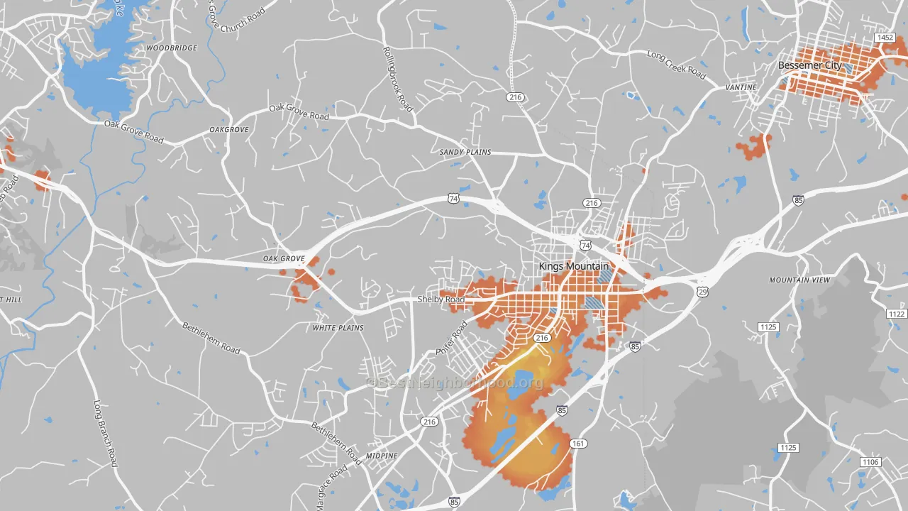 Bike Grade map of 28086, NC