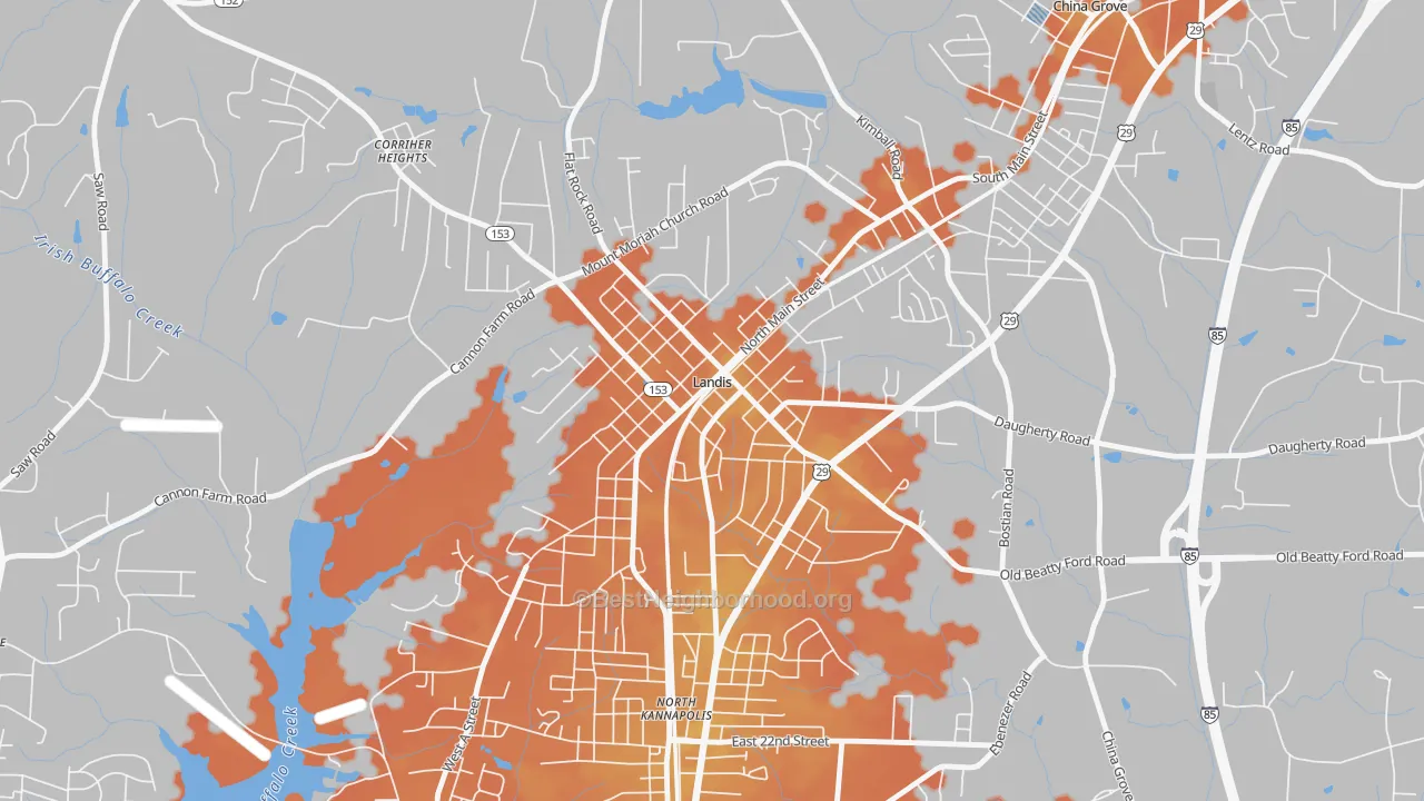 Bike Grade map of 28088, NC