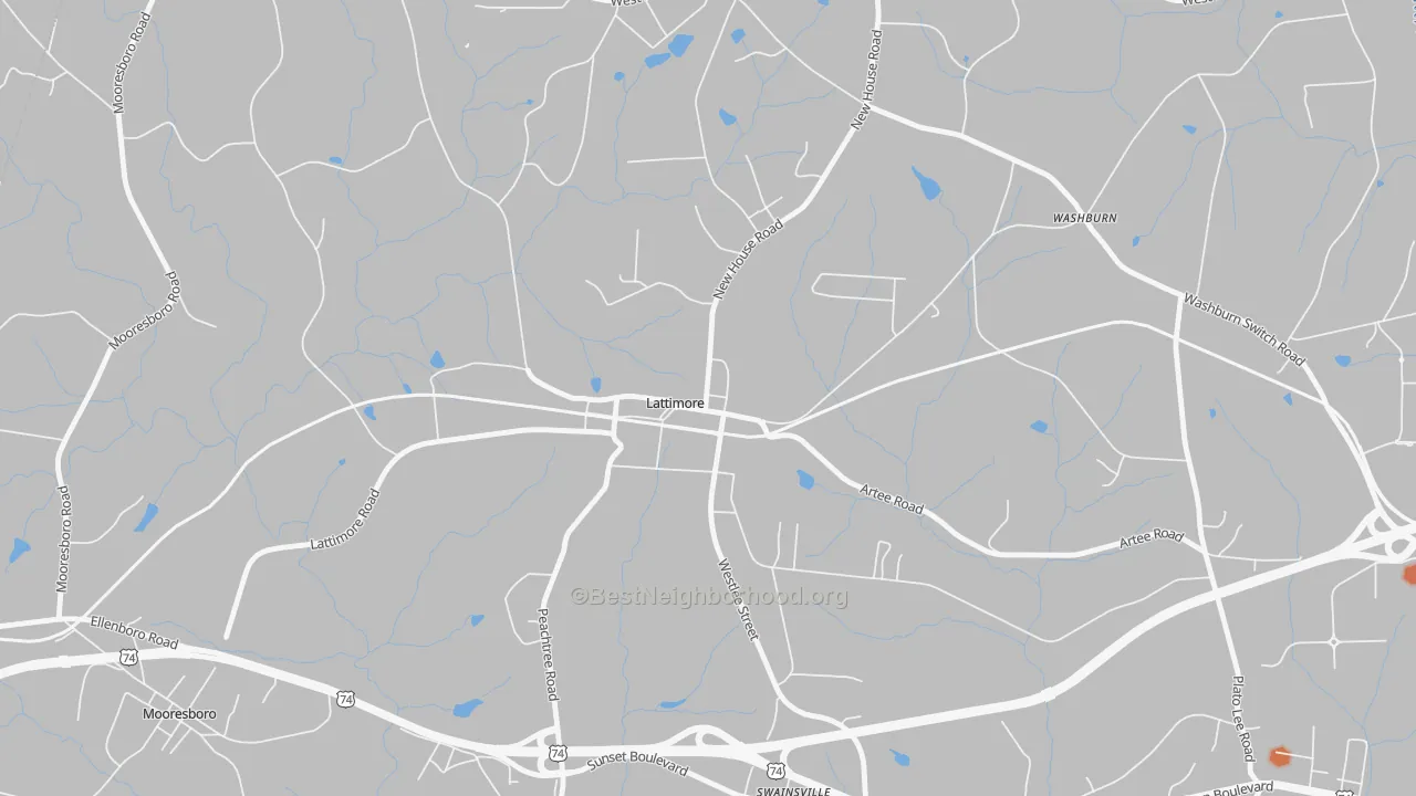 Bike Grade map of 28089, NC