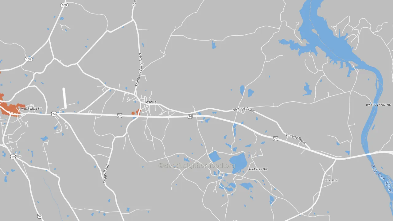 Bike Grade map of 28091, NC