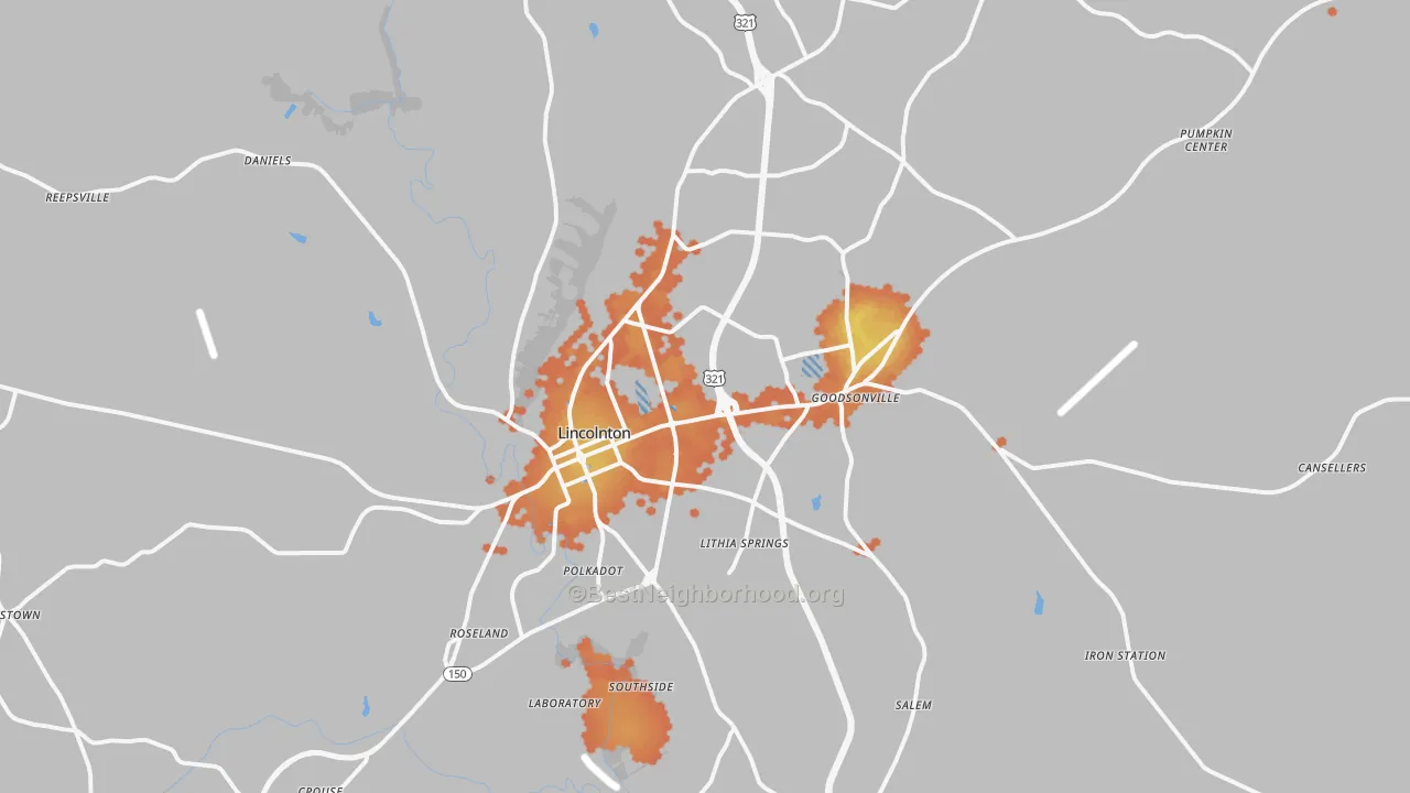 Bike Grade map of 28092, NC