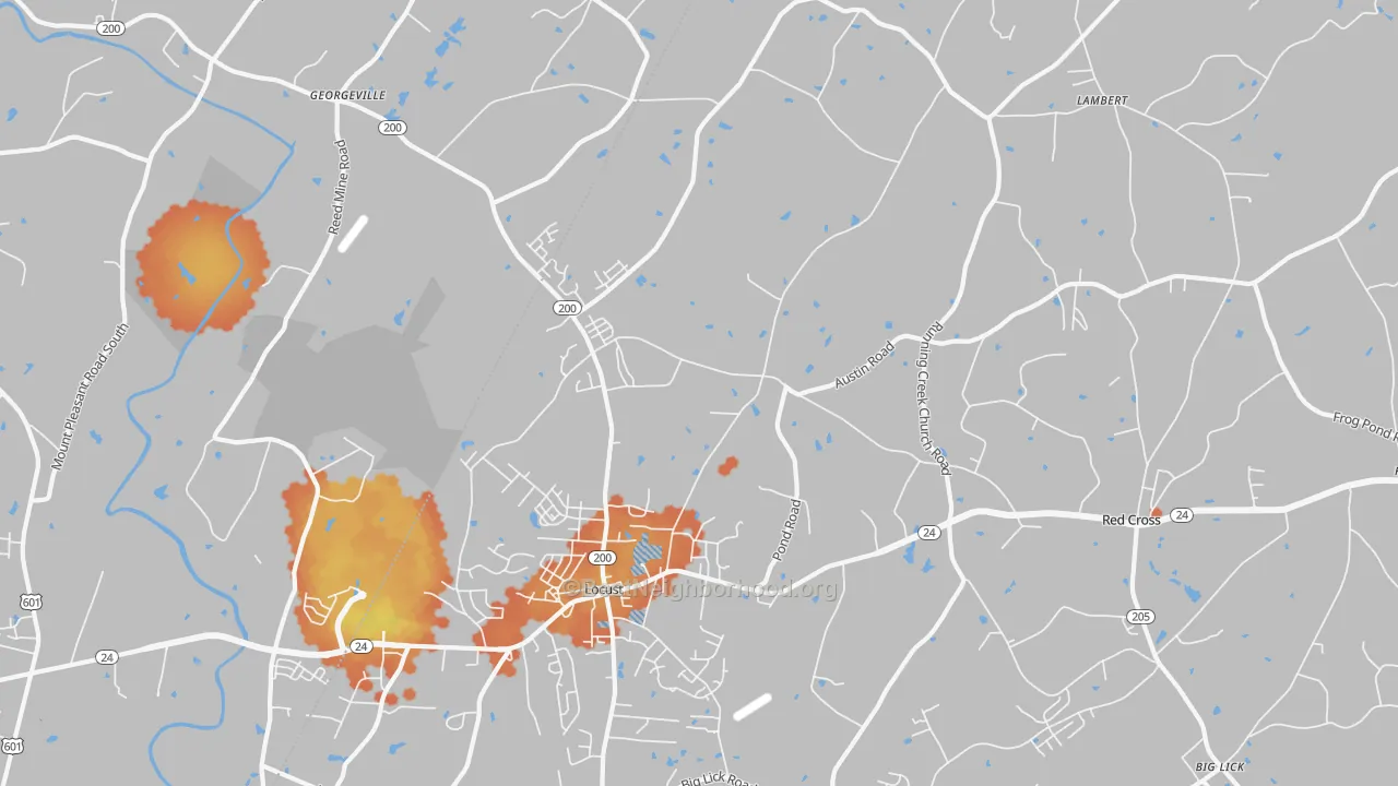 Bike Grade map of 28097, NC