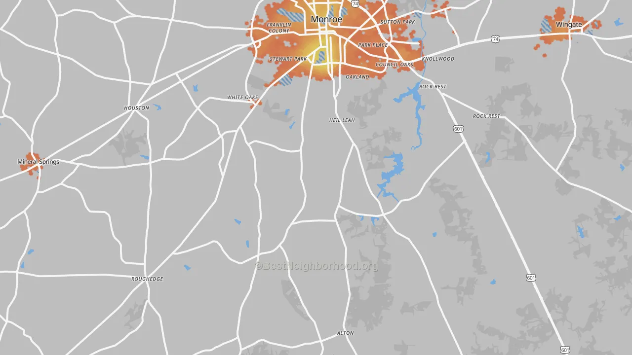 Bike Grade map of 28112, NC