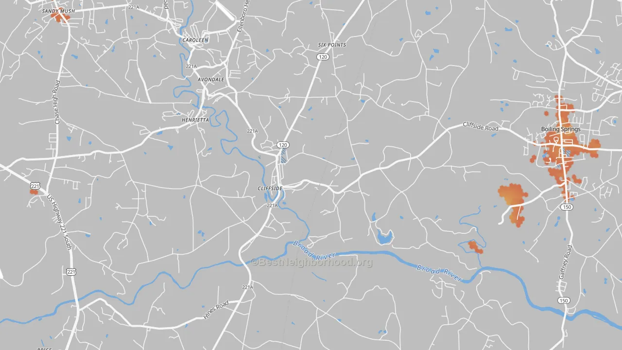 Bike Grade map of 28114, NC