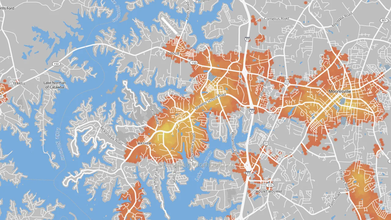 Bike Grade map of 28117, NC