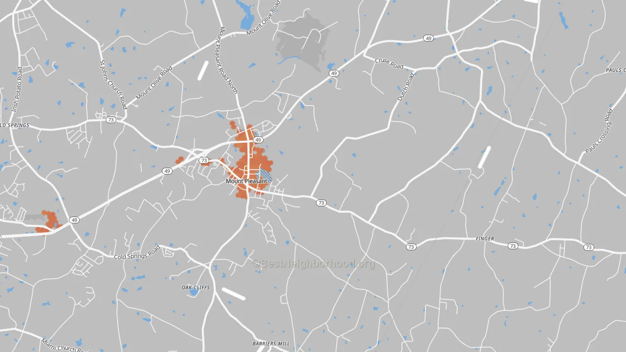 Bike Grade map of 28124, NC