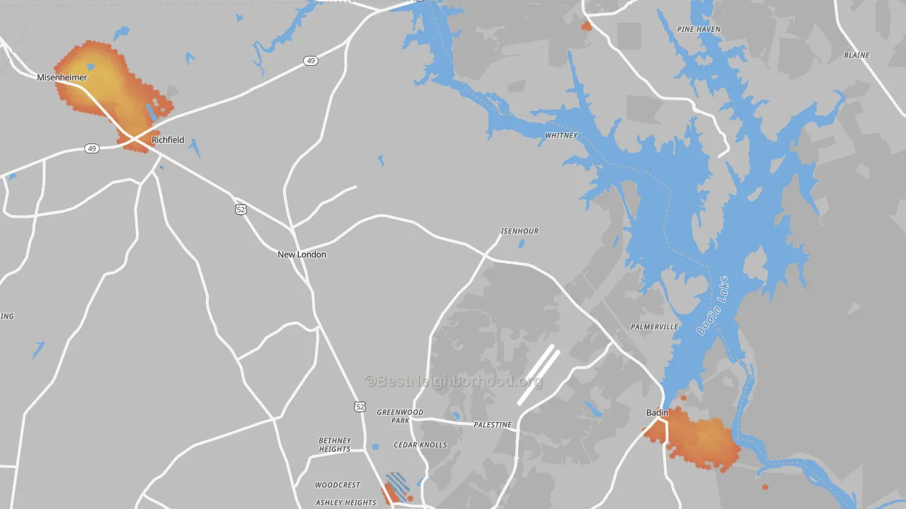 Bike Grade map of 28127, NC
