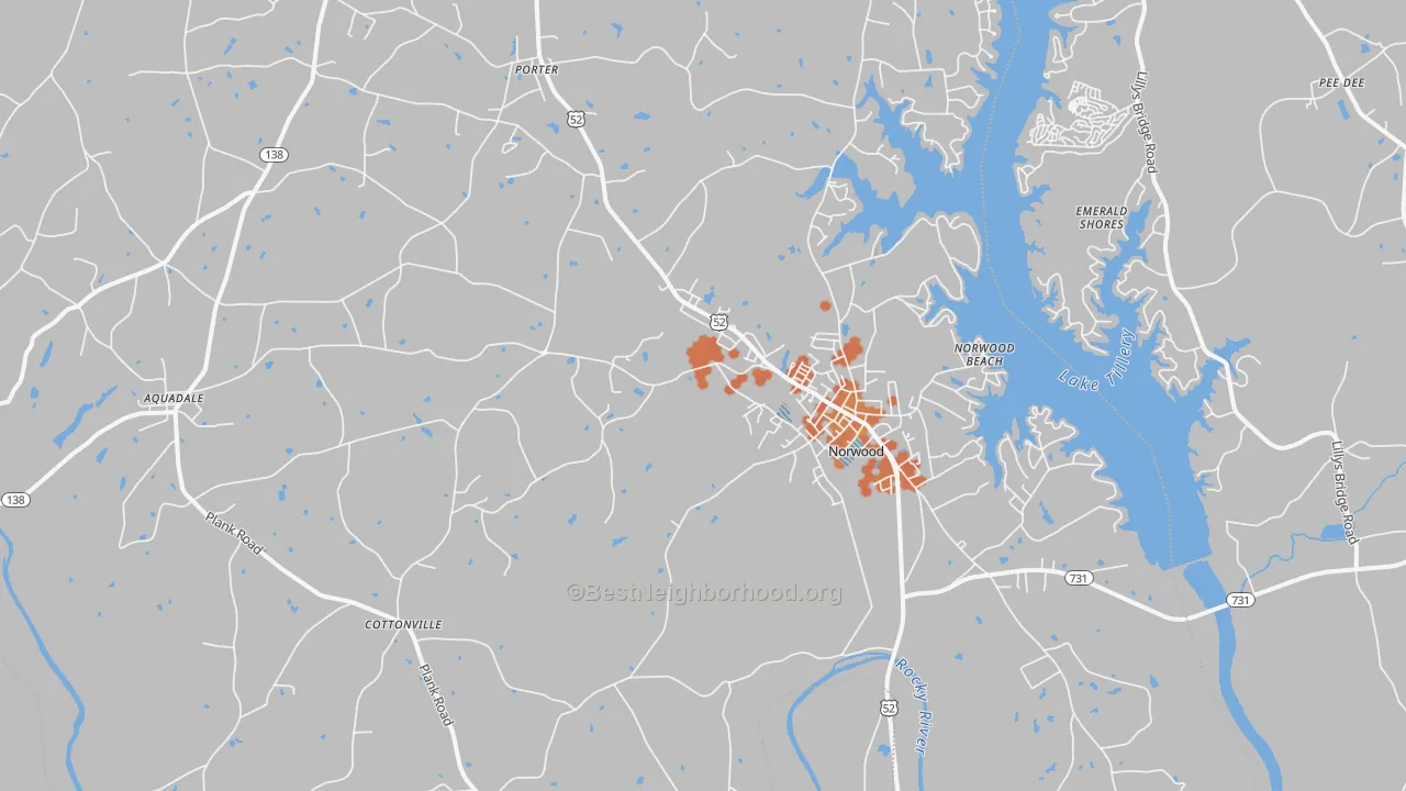 Bike Grade map of 28128, NC