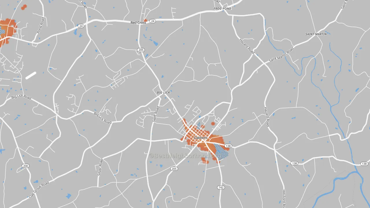 Bike Grade map of 28129, NC
