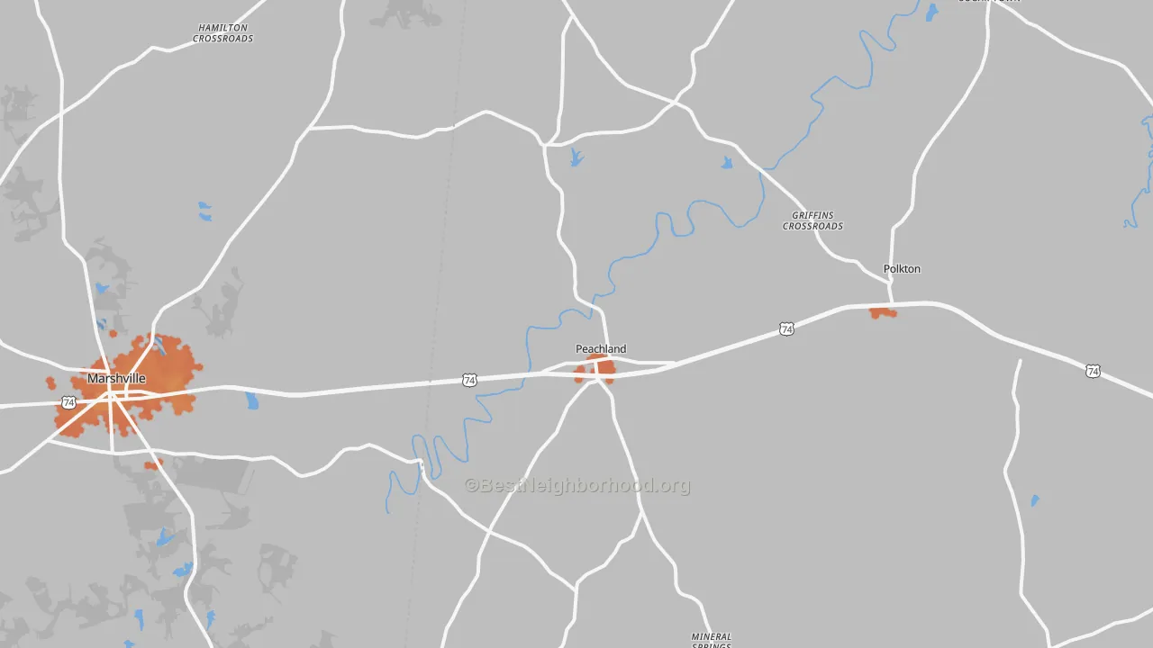 Bike Grade map of 28133, NC