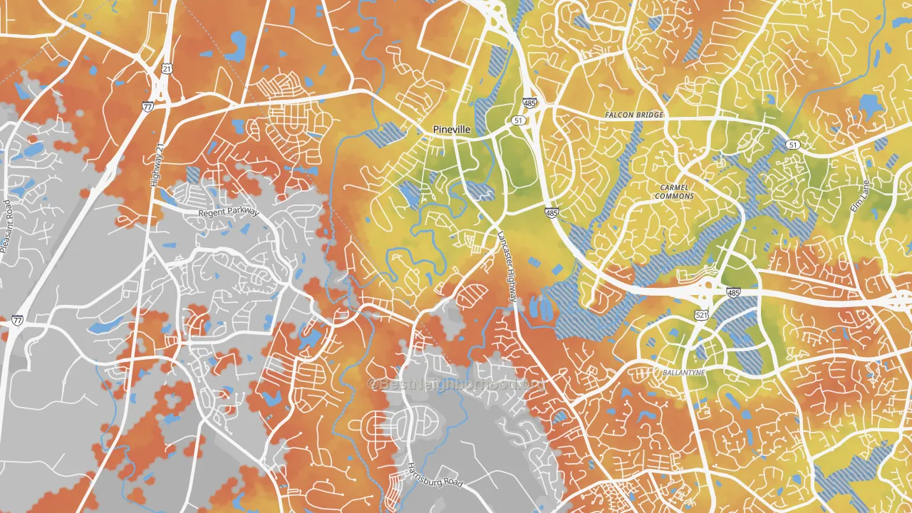 Bike Grade map of 28134, NC