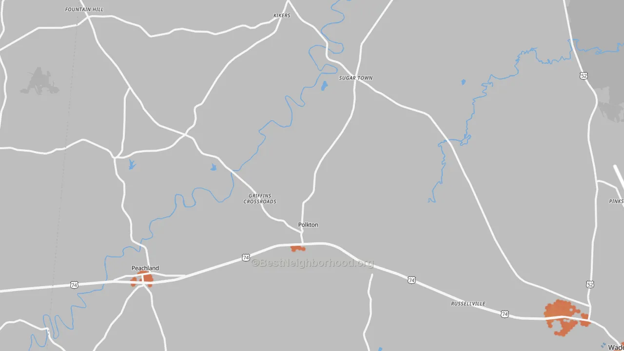 Bike Grade map of 28135, NC