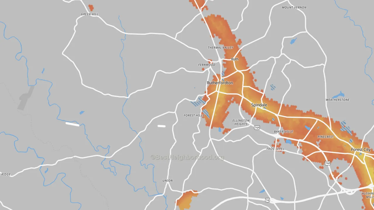 Bike Grade map of 28139, NC