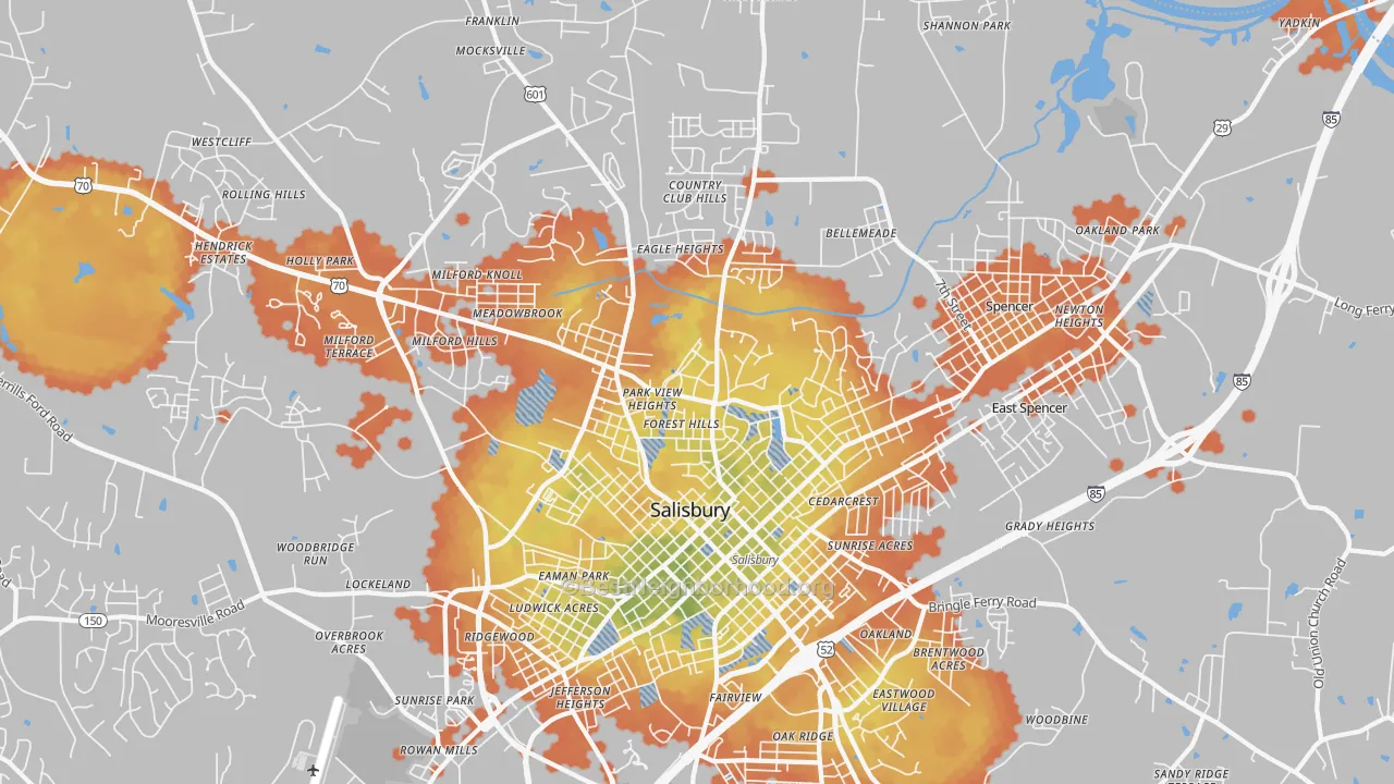 Bike Grade map of 28144, NC