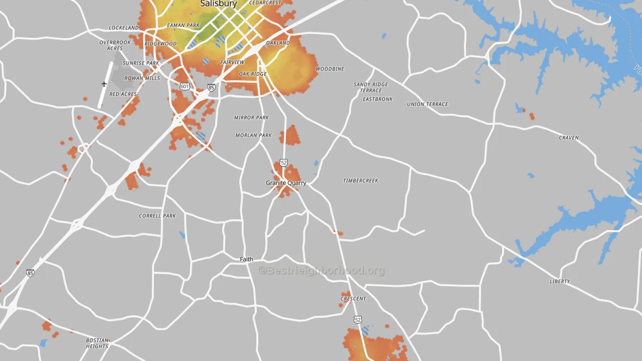 Bike Grade map of 28146, NC