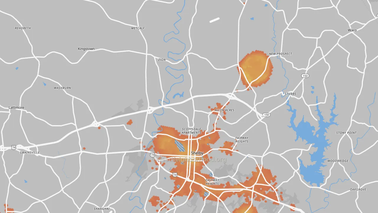 Bike Grade map of 28150, NC