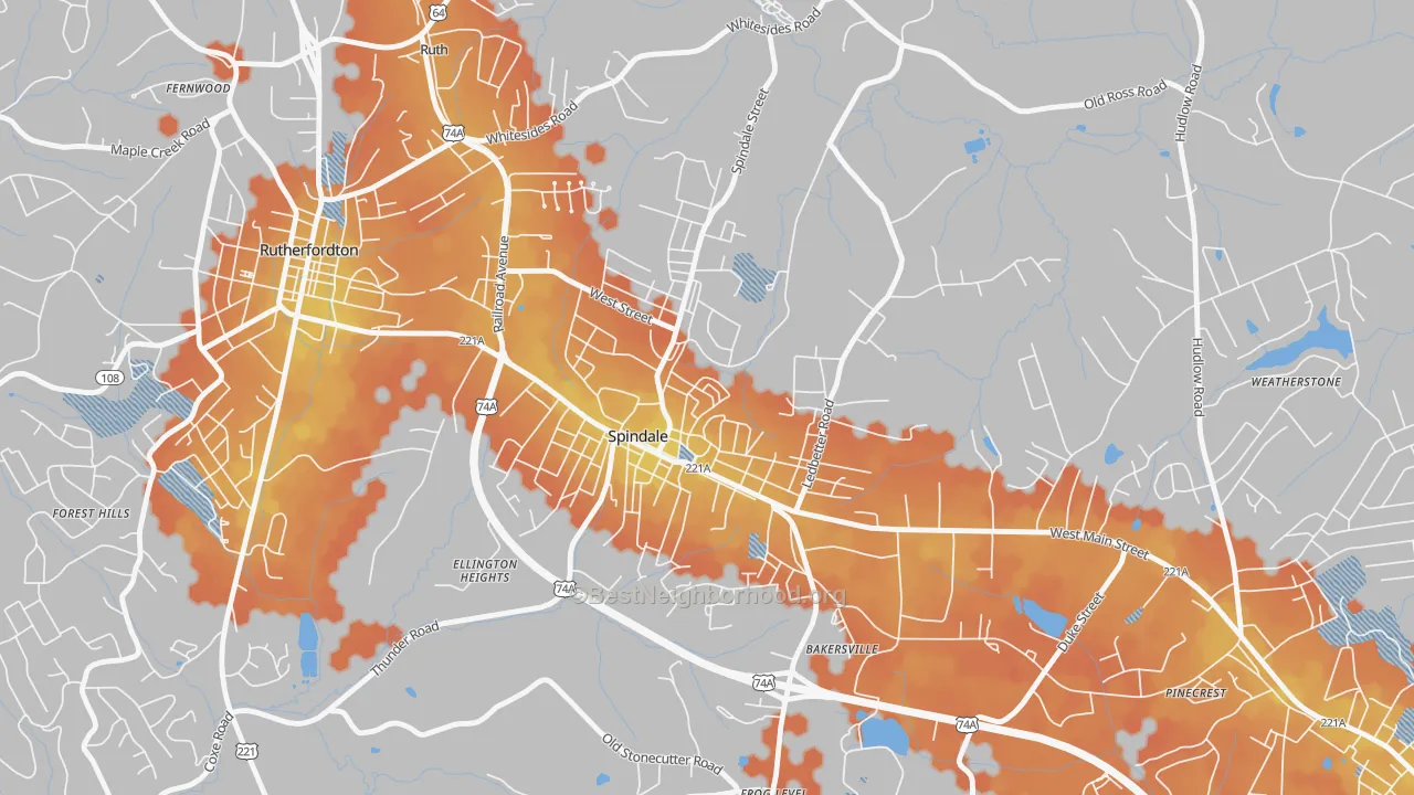 Bike Grade map of 28160, NC
