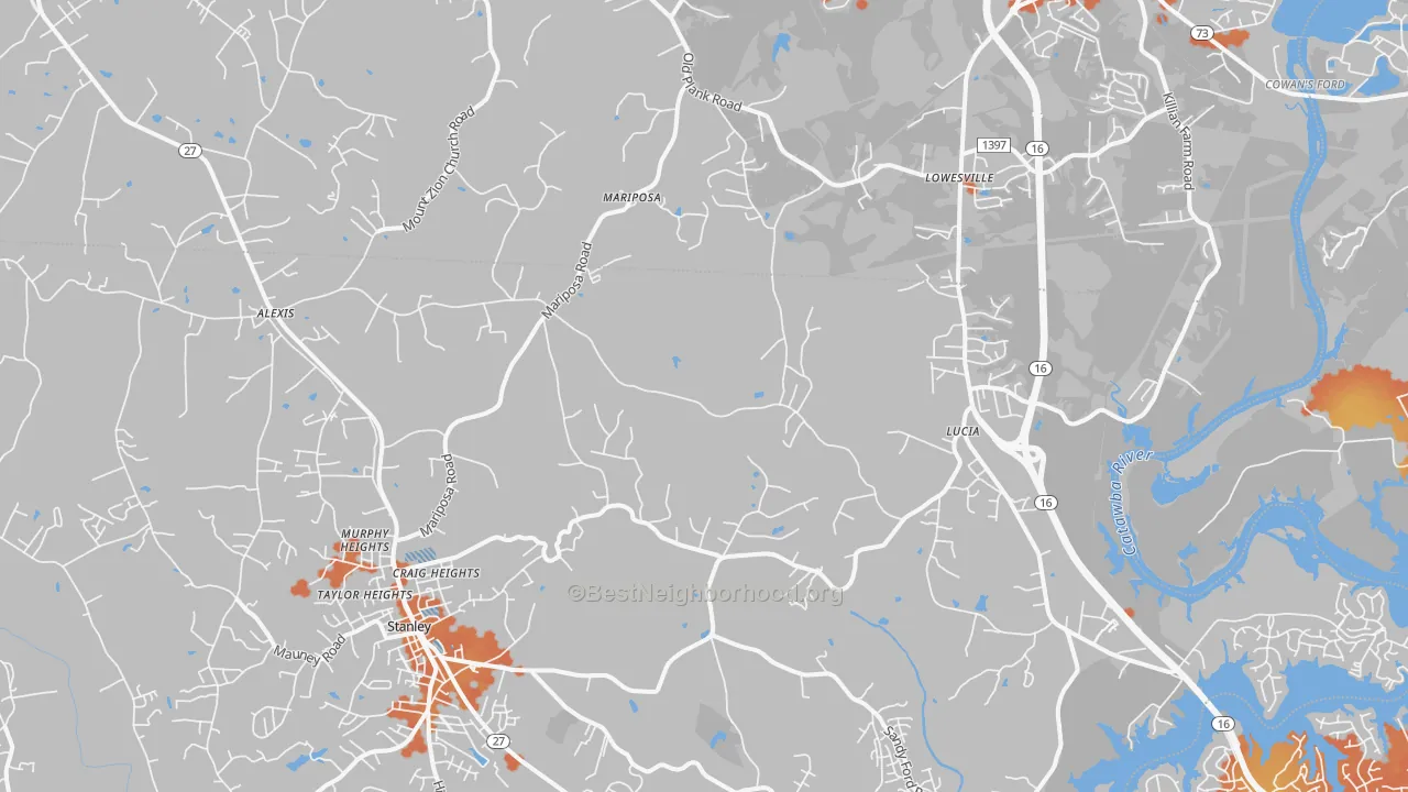 Bike Grade map of 28164, NC