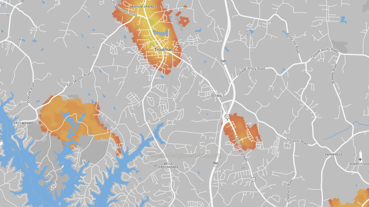 Bike Grade map of 28166, NC