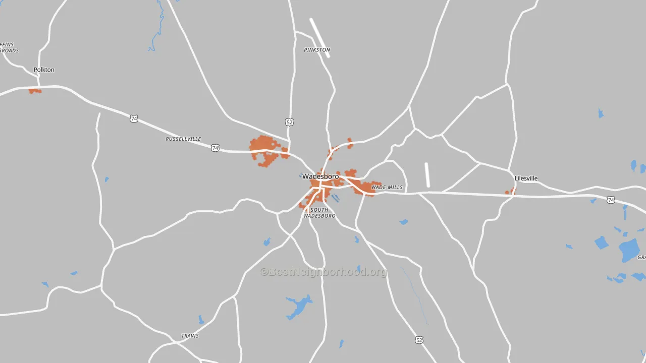 Bike Grade map of 28170, NC
