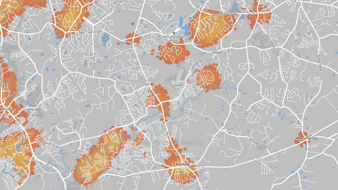 Bike Grade map of 28173, NC