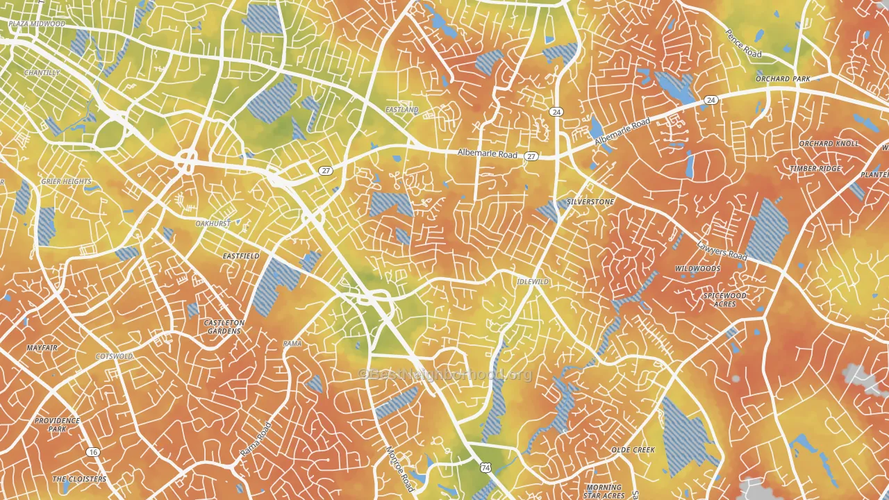 Bike Grade map of 28212, NC