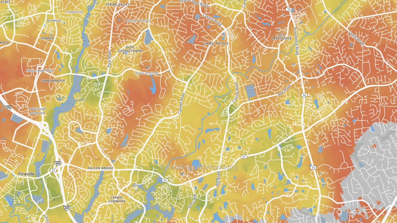 Bike Grade map of 28226, NC