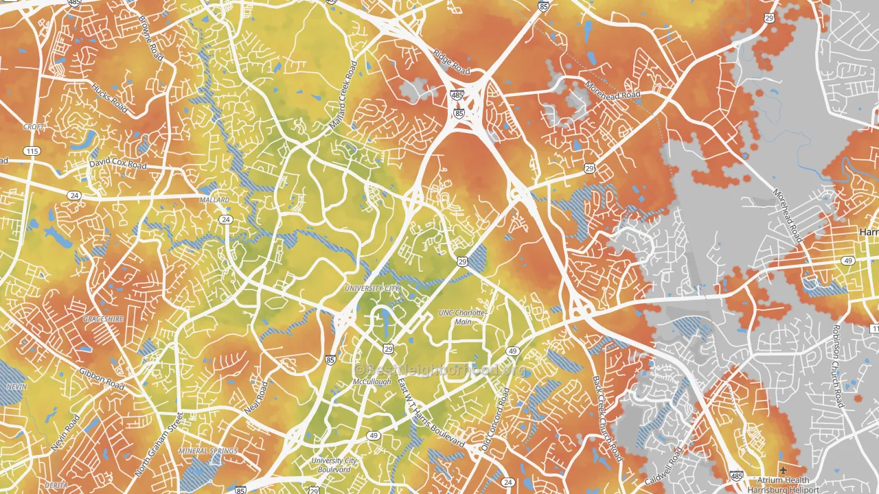 Bike Grade map of 28262, NC