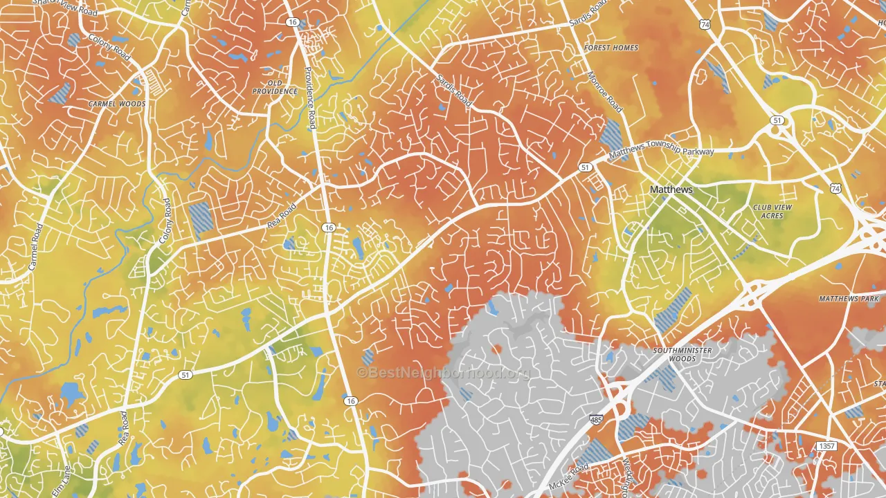 Bike Grade map of 28270, NC
