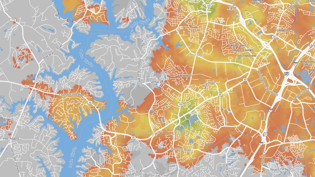 Bike Grade map of 28278, NC